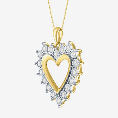 (I / I1) Womens 3/4 CT. T.W. Lab Grown White Diamond 10K Gold Heart Pendant Necklace