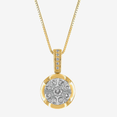 Diamond Blossom Womens 1/ CT. T.W. Mined White Diamond 10K Gold Round Pendant Necklace