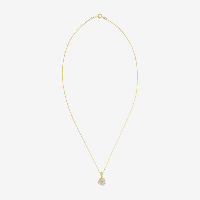 Diamond Blossom Womens 1/ CT. T.W. Mined White Diamond 10K Gold Round Pendant Necklace