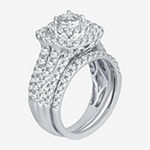 2 CT. T.W. Diamond Cushion Shape Side Stone Halo Bridal Set in 10K or 14K White Gold