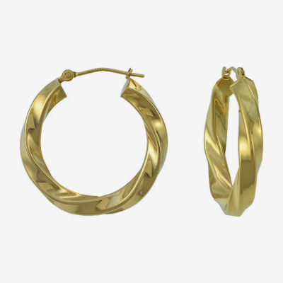 14K Yellow Gold 25mm Twist Hoop Earrings