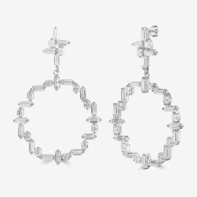 Diamonart Womens Cubic Zirconia Sterling Silver Curved Drop Earrings