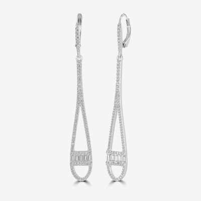 Diamonart White Cubic Zirconia Sterling Silver Drop Earrings