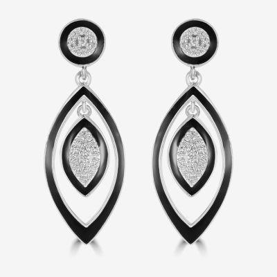 Diamonart Womens Cubic Zirconia Sterling Silver Curved Drop Earrings