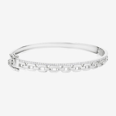 Diamonart Womens Cubic Zirconia Sterling Silver Round Bangle Bracelet