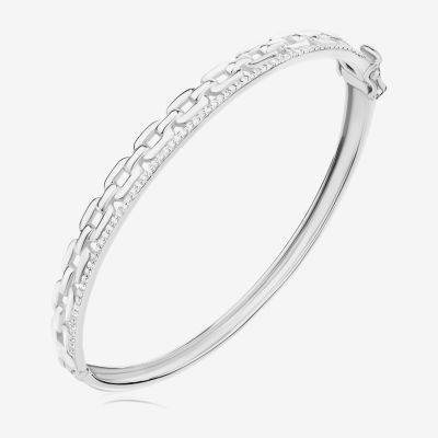 Diamonart Womens Cubic Zirconia Sterling Silver Round Bangle Bracelet