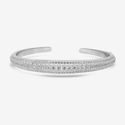 Diamonart Womens White Cubic Zirconia Sterling Silver Sterling Silver Cuff Bracelet