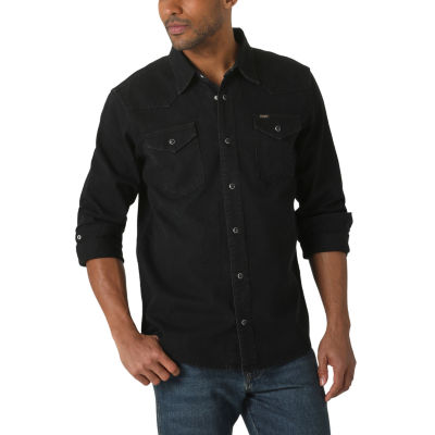 Wrangler® Mens Regular Fit Long Sleeve Button-Down Shirt