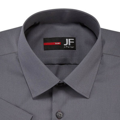 J. Ferrar Mens Stretch Short Sleeve Broadcloth Slim Dress Shirt