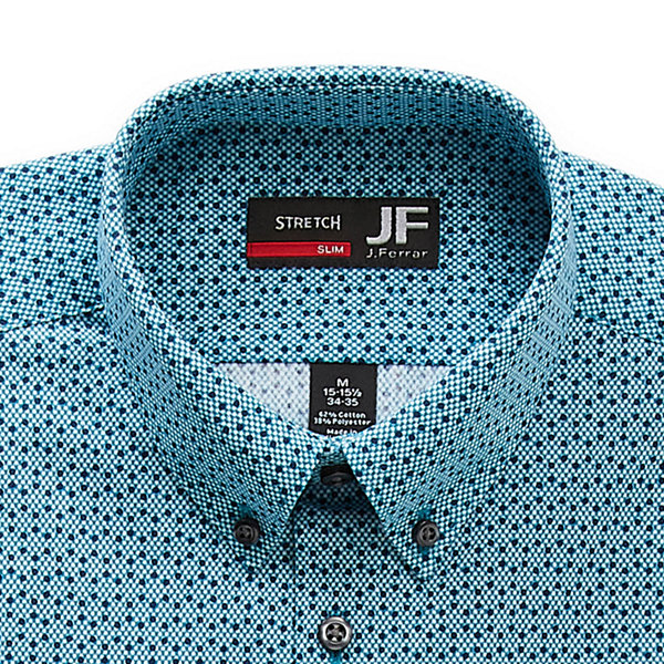 JF J.Ferrar Slim Mens Spread Collar Long Sleeve Easy Care Stretch Fabric Dress Shirt