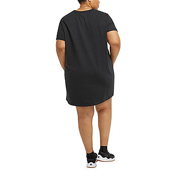 Champion Short Sleeve Logo T-Shirt Dress Plus, Color: Black -