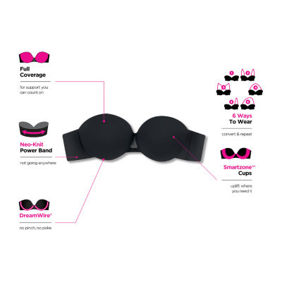 Maidenform One Fab Fit Dreamwire Womens Medium Support Full Coverage Strapless Underwire Strapless Bra Dm2310