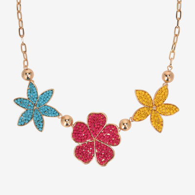 Mixit Gold Tone 18 Inch Cable Flower Statement Necklace