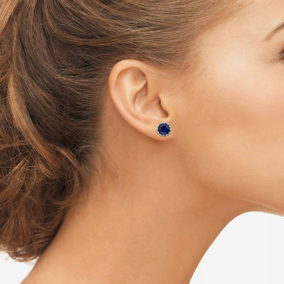 Lab-Created Sapphire Sterling Silver Earrings