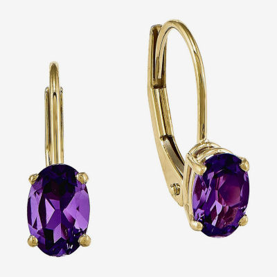 Genuine Amethyst 14K Yellow Gold Earrings