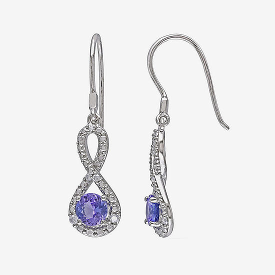 Genuine Tanzanite & Diamond Infinity Earrings 