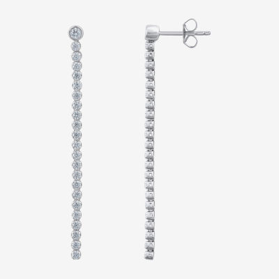 (H-I / I1) 1 CT.T.W. Lab-Grown Diamond 10K White Gold Drop Earrings