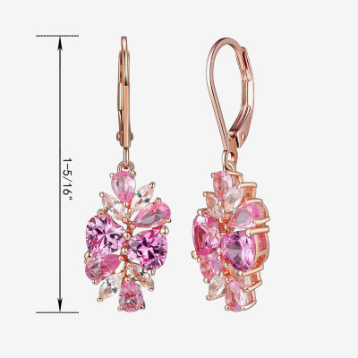 Lab Created Multi Color 14K Rose Gold Over Silver Drop Earrings