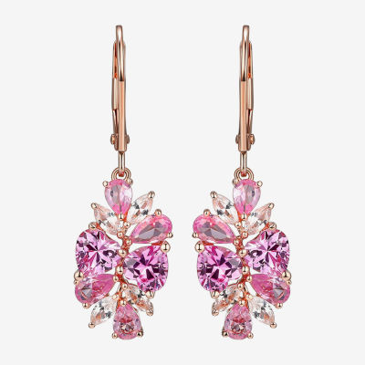 Lab Created Multi Color 14K Rose Gold Over Silver Drop Earrings