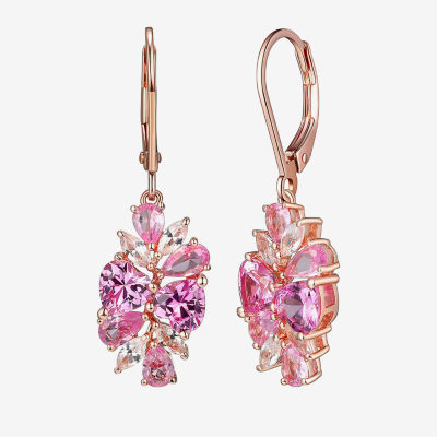 Lab Created Multi Color 14K Rose Gold Over Silver Drop Earrings