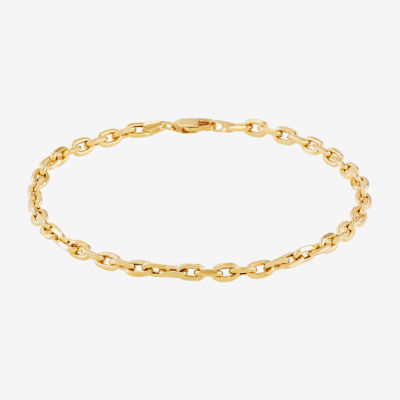 Made in Italy 14K Gold 8 1/2 Inch Solid Link Chain Bracelet