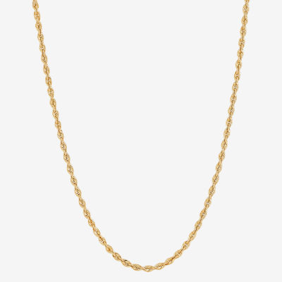 14K Gold 13 Inch Hollow Rope Round Chain Necklace