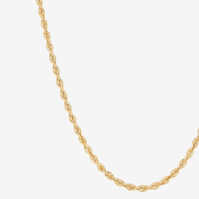 14K Gold 13 Inch Hollow Rope Round Chain Necklace