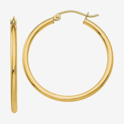 14K Gold 30mm Round Hoop Earrings