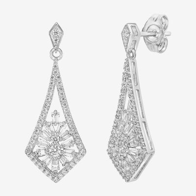 Diamonart White Cubic Zirconia Sterling Silver Diamond Drop Earrings
