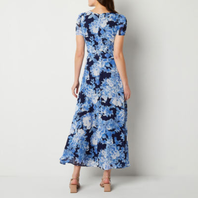 R & K Originals Short Sleeve Floral Maxi Dress