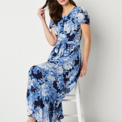 R & K Originals Short Sleeve Floral Maxi Dress