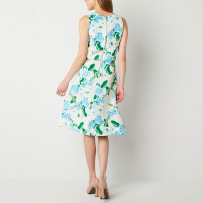 Melonie T Sleeveless Floral Popover Fit + Flare Dress