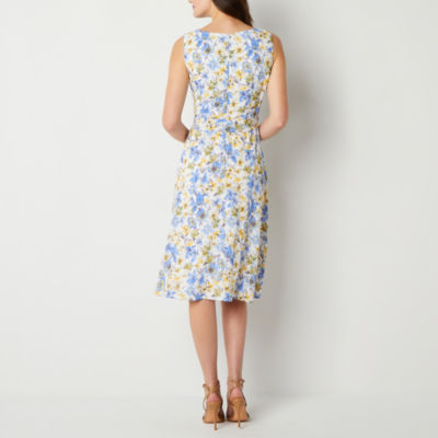 R & K Originals Sleeveless Floral Midi Fit + Flare Dress