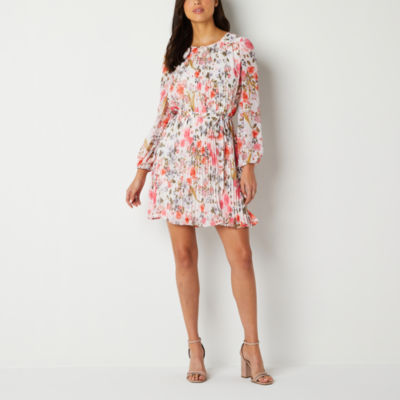 R & K Originals Long Sleeve Floral Fit + Flare Dress