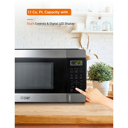 Commercial Chef 1.1-Cu. Ft. Countertop Microwave - Stainless Steel Front, One Size, Stainless Steel