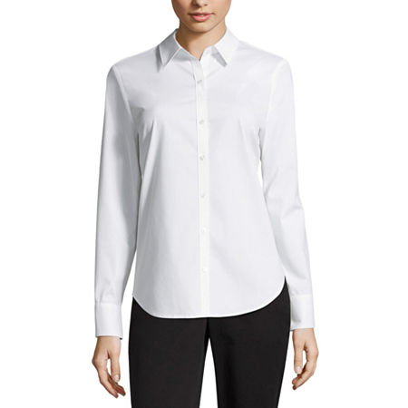 Worthington Womens Long Sleeve Modern Fit Button-Down Shirt, X-large, White