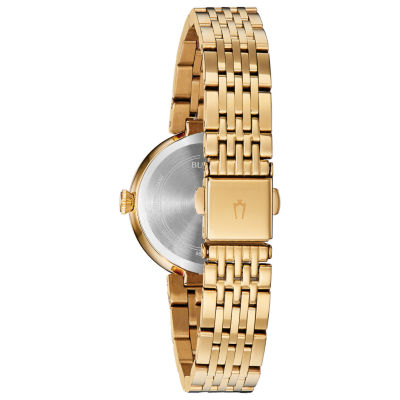 Bulova Crystal Womens Gold Tone Stainless Steel Watch Boxed Set 98x122