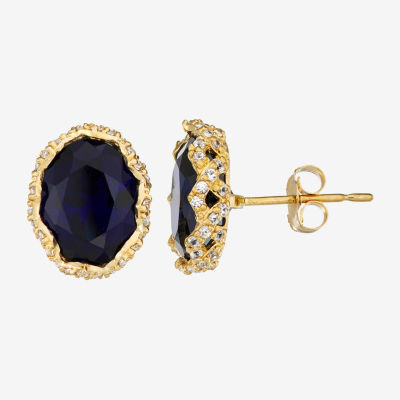 Lab Created Blue Sapphire 10K Gold 7.6mm Stud Earrings