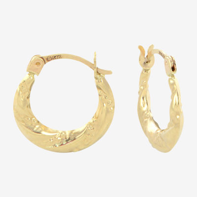 14K Gold 13mm Round Hoop Earrings