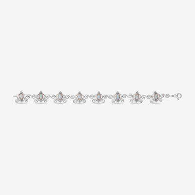 Enchanted Disney Fine Jewelry Womens 1/10 CT. T.W. Lab Created White Opal 14K Rose Gold Over Silver Sterling Silver Cinderella Princess 7.5 Inch Tennis Bracelet