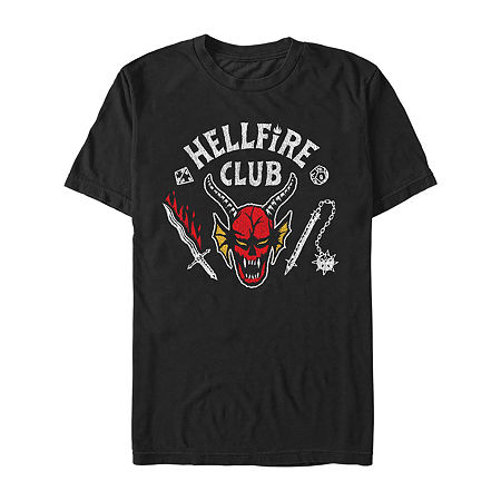  Juniors Hellfire Club Womens Crew Neck Short Sleeve Stranger Things Boyfriend Graphic T-Shirt