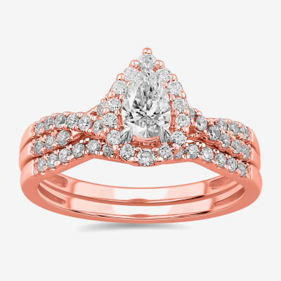 Signature By Modern Bride 7/8 CT.T.W. Lab-Grown (G-H / SI1-SI2) Diamond Pear Side Stone Bridal Set in 10K or 14K Gold