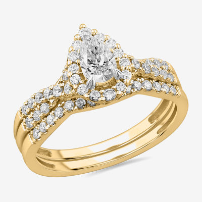 Signature By Modern Bride 7/8 CT.T.W. Lab-Grown (G-H / SI1-SI2) Diamond Pear Side Stone Bridal Set in 10K or 14K Gold