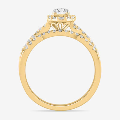 Signature By Modern Bride 7/8 CT.T.W. Lab-Grown (G-H / SI1-SI2) Diamond Pear Side Stone Bridal Set in 10K or 14K Gold