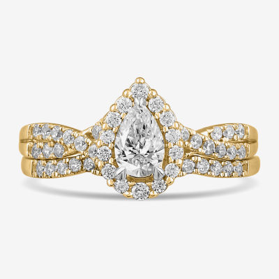 Signature By Modern Bride 7/8 CT.T.W. Lab-Grown (G-H / SI1-SI2) Diamond Pear Side Stone Bridal Set in 10K or 14K Gold
