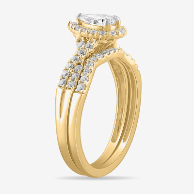 Signature By Modern Bride 7/8 CT.T.W. Lab-Grown (G-H / SI1-SI2) Diamond Pear Side Stone Bridal Set in 10K or 14K Gold