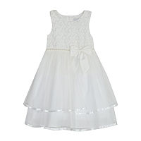 Rare Editions Little Girls Sleeveless Flower Girl Empire Waist Dress, 5, White