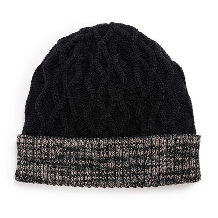 Muk Luks Cable Cuff Mens Beanie, One Size, Black