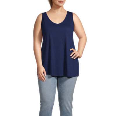a.n.a Plus Womens V Neck Sleeveless Tank Top JCPenney
