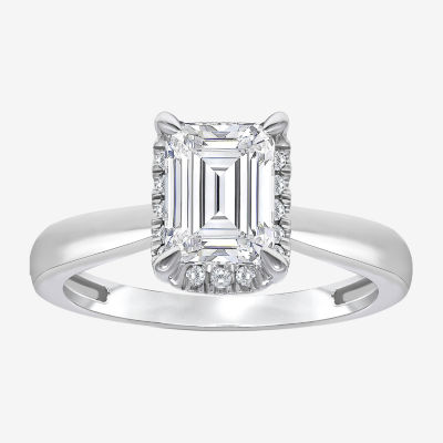 (I / I1) Womens Lab Grown White Diamond 14K Gold Halo Engagement Ring
